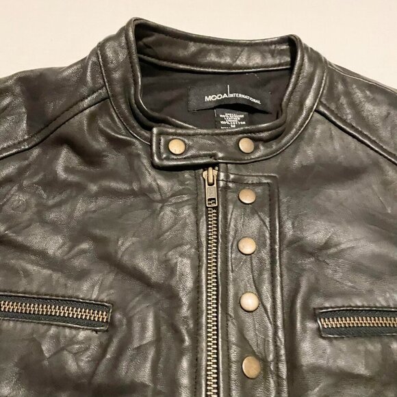 Moda International Womens Leather Jacket Size Medium - Picture 4 of 16